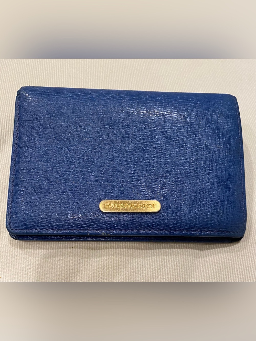 Burberry Blue Leather Compact Bifold Wallet